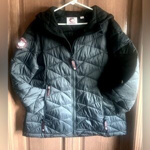 Black Quilted Puffer Jacket with High Collar